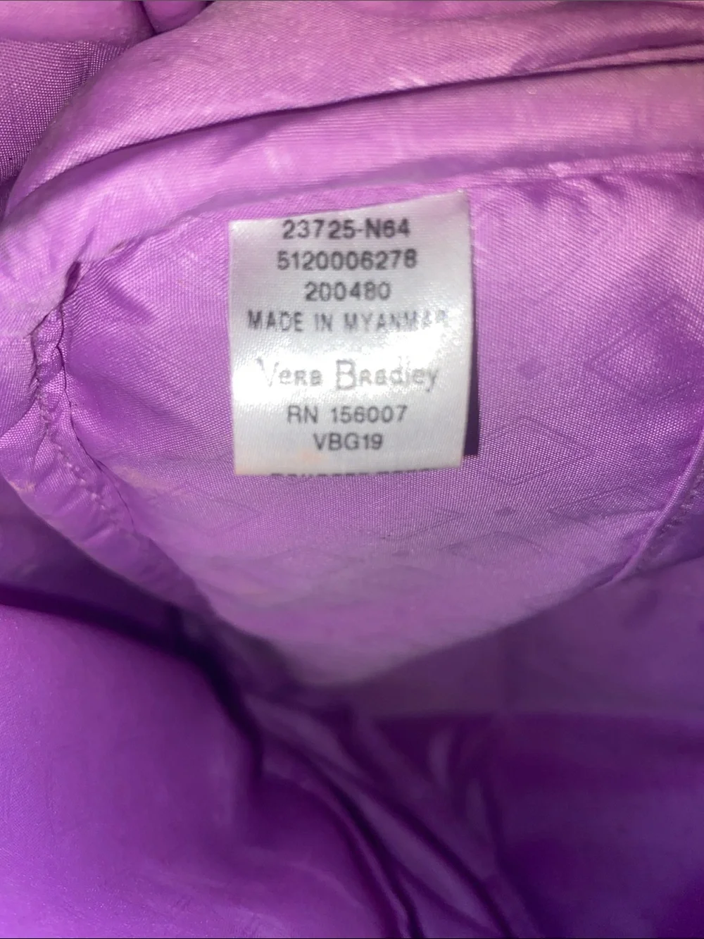 Vera Bradley Quilted Mini Backpack in Navy, Purple & Pink Pattern